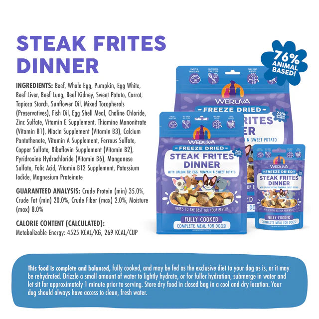 WeruvaSteak Frites Freeze-Dried Dog Food