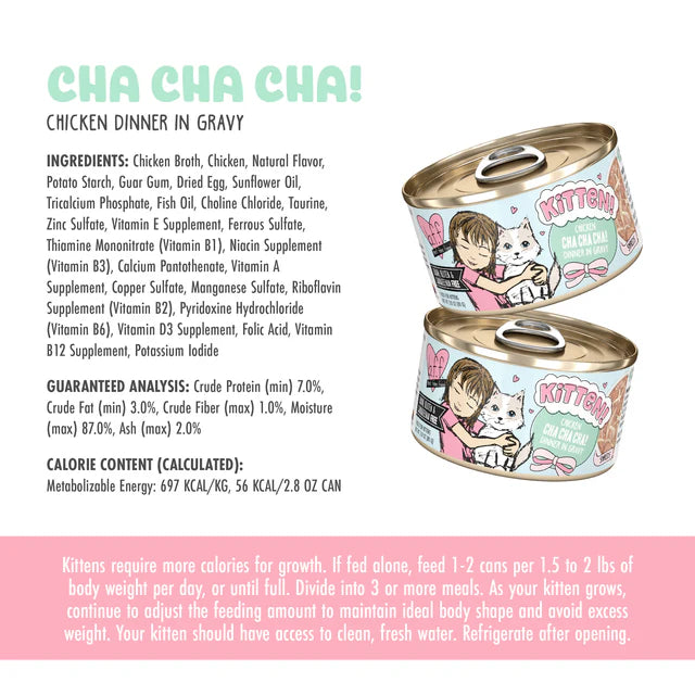 Weruva BFF Kitten Chicken Cha Cha Cha! Chicken Dinner in Gravy, Wet Cat Food, 2.8-oz Case of 12