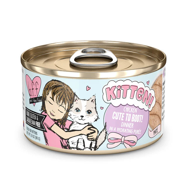 Weruva BFF Kitten Chicken Cute To Boot! Chicken Dinner in a Hydrating Purée, Wet Cat Food, 2.8-oz Case of 12