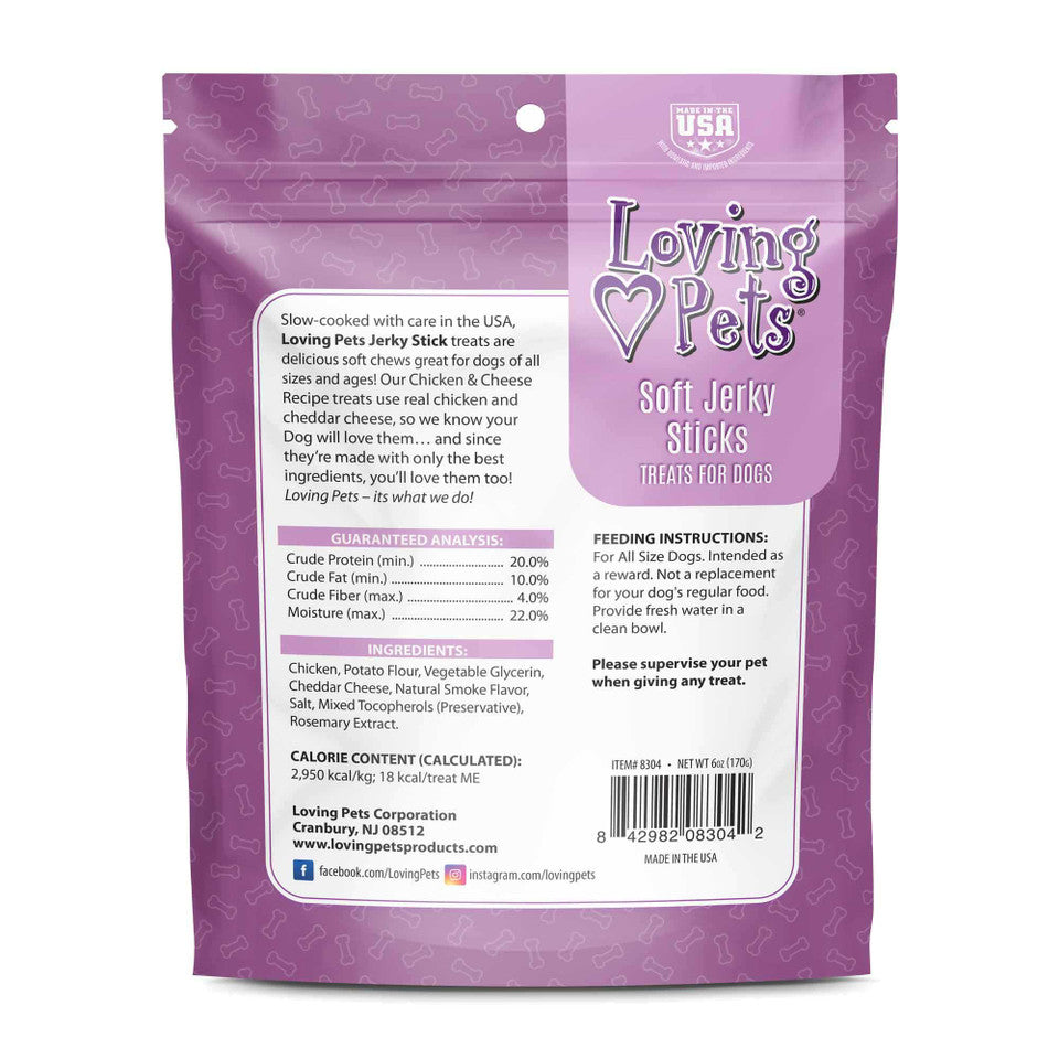 Loving Pets Chicken & Cheese Soft Jerky Sticks 6-oz, Dog Treats