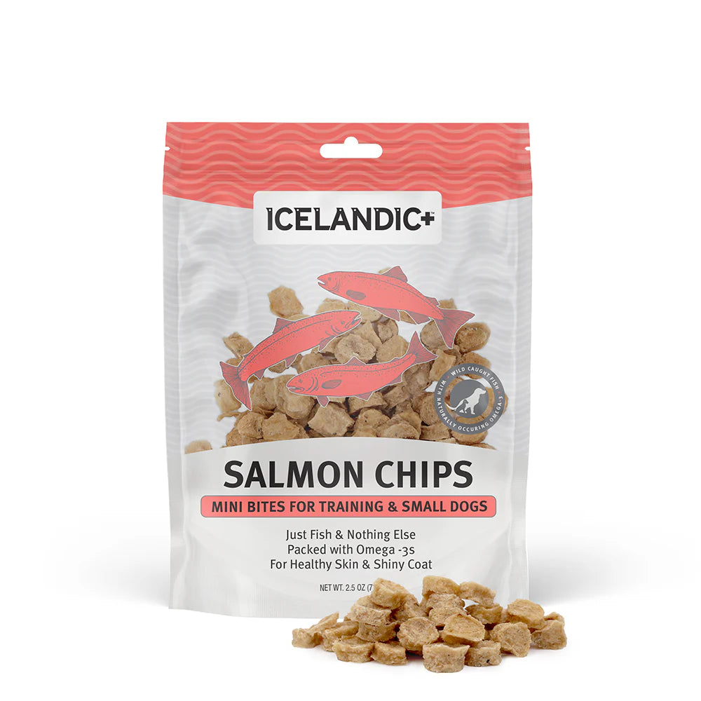 Icelandic+ Salmon Mini Fish Chips Dog Treats, 2.5-oz Bag