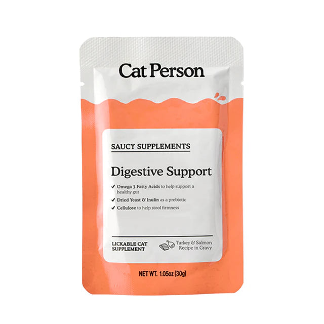 Cat Person Digestive Support Supplement for Cats, Turkey & Salmon in Gravy