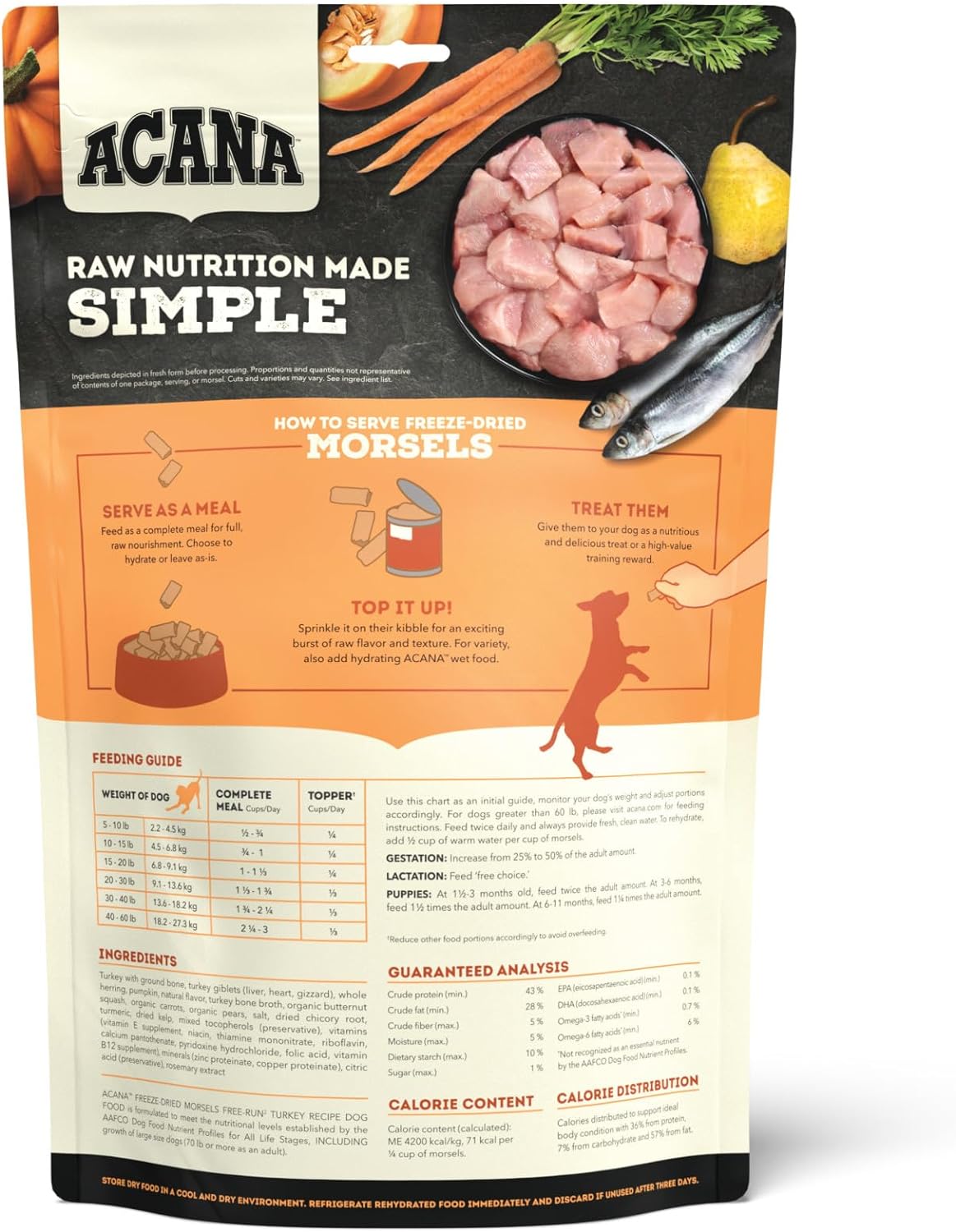 Acana Freeze-Dried Turkey Morsels 8-oz, Freeze-Dried Dog Food