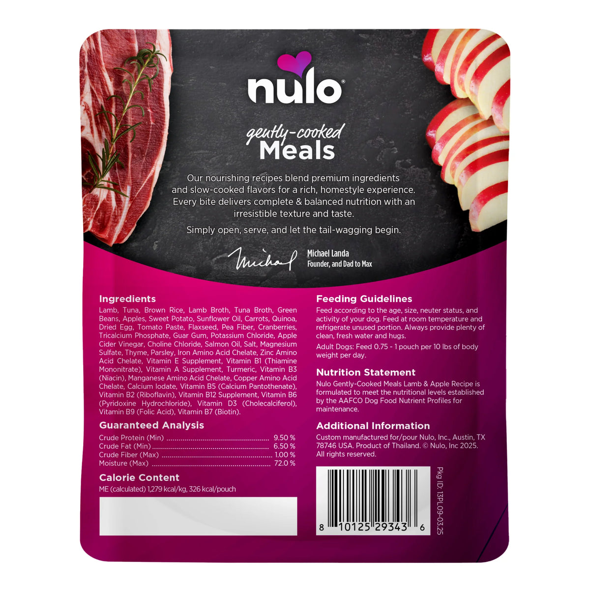 Nulo Gently-Cooked Meals Lamb & Apple Recipe, Wet Dog Food, 9-oz Case of 8