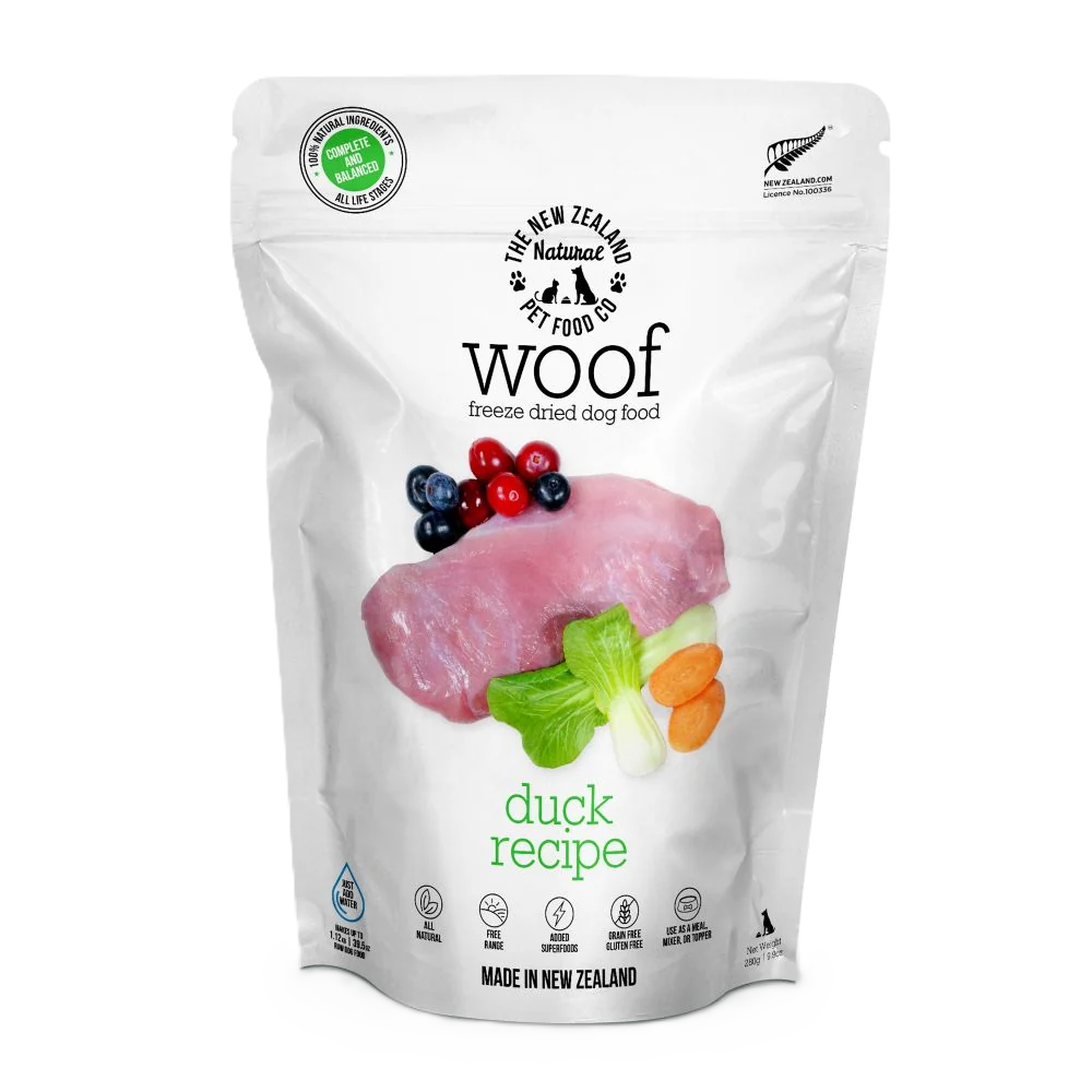 The New Zealand Natural Pet Food Co Woof Duck Recipe, Freeze-Dried Dog Food, 9.9-oz Bag