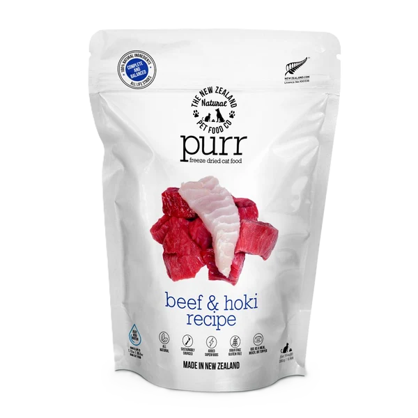 The New Zealand Natural Pet Food Co Purr Beef And Hoki Recipe, Freeze-Dried Cat Food, 9.9-oz Bag