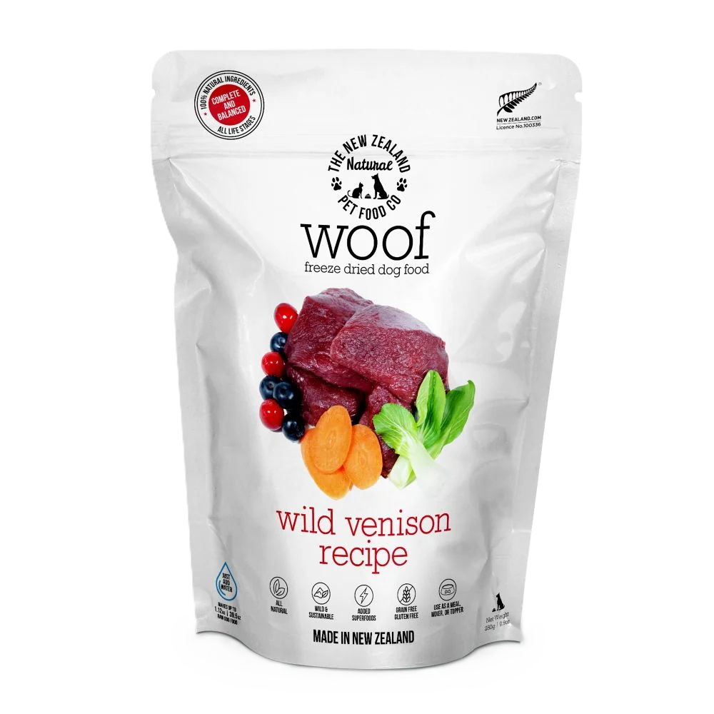The New Zealand Natural Pet Food Co Woof Wild Venison Recipe, Freeze-Dried Dog Food, 9.9-oz Bag