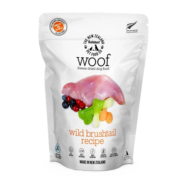 The New Zealand Natural Pet Food Co Woof Wild Brushtail Recipe, Freeze-Dried Dog Food, 9.9-oz Bag