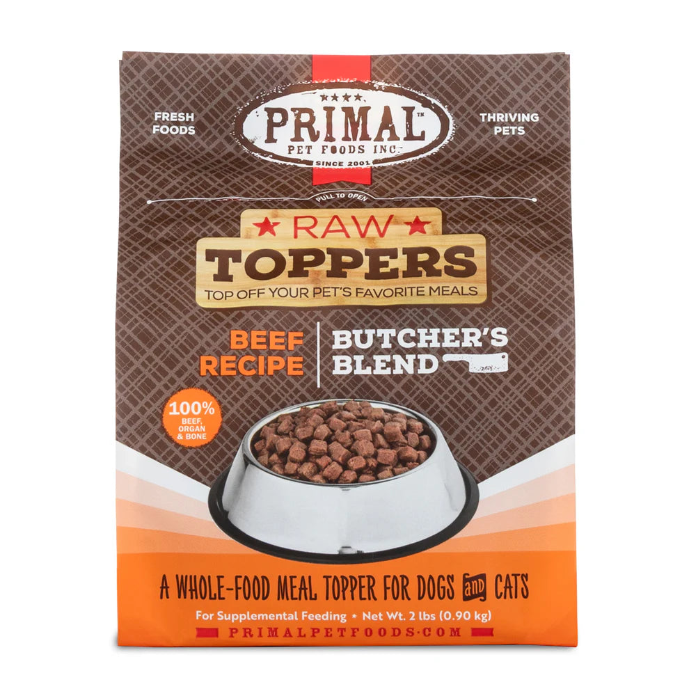 Primal Butcher's Blend Raw Toppers, Beef, 2-lb Bag