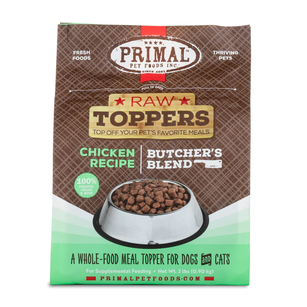 Primal Butcher's Blend Raw Toppers, Chicken, 2-lb Bag