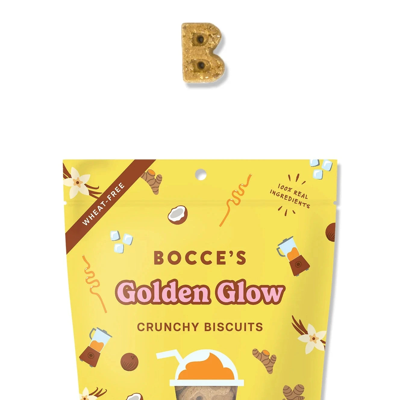 Bocce's Bakery Golden Glow Smoothie Biscuits, Dog Treats, 5-oz Bag