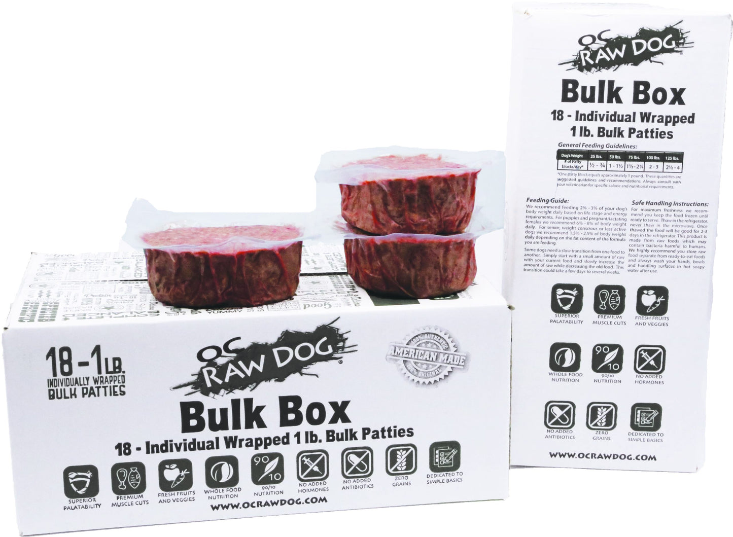 OC Raw Dog Duck and Produce Patties, Frozen Raw Dog Food