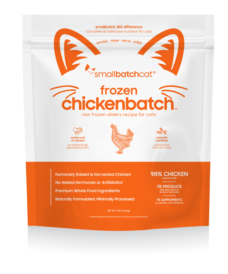 Smallbatch Frozen Raw Cat Food, Chickenbatch Sliders, 3-lb Bag