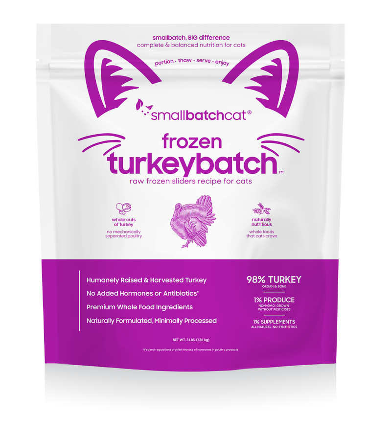 Smallbatch Frozen Raw Cat Food, Turkeybatch Sliders