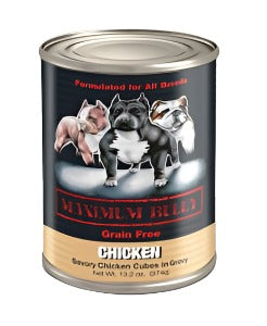 Maximum Bully Savory Chicken Cubes in Gravy 13.2-oz, Wet Dog Food, Case Of 12