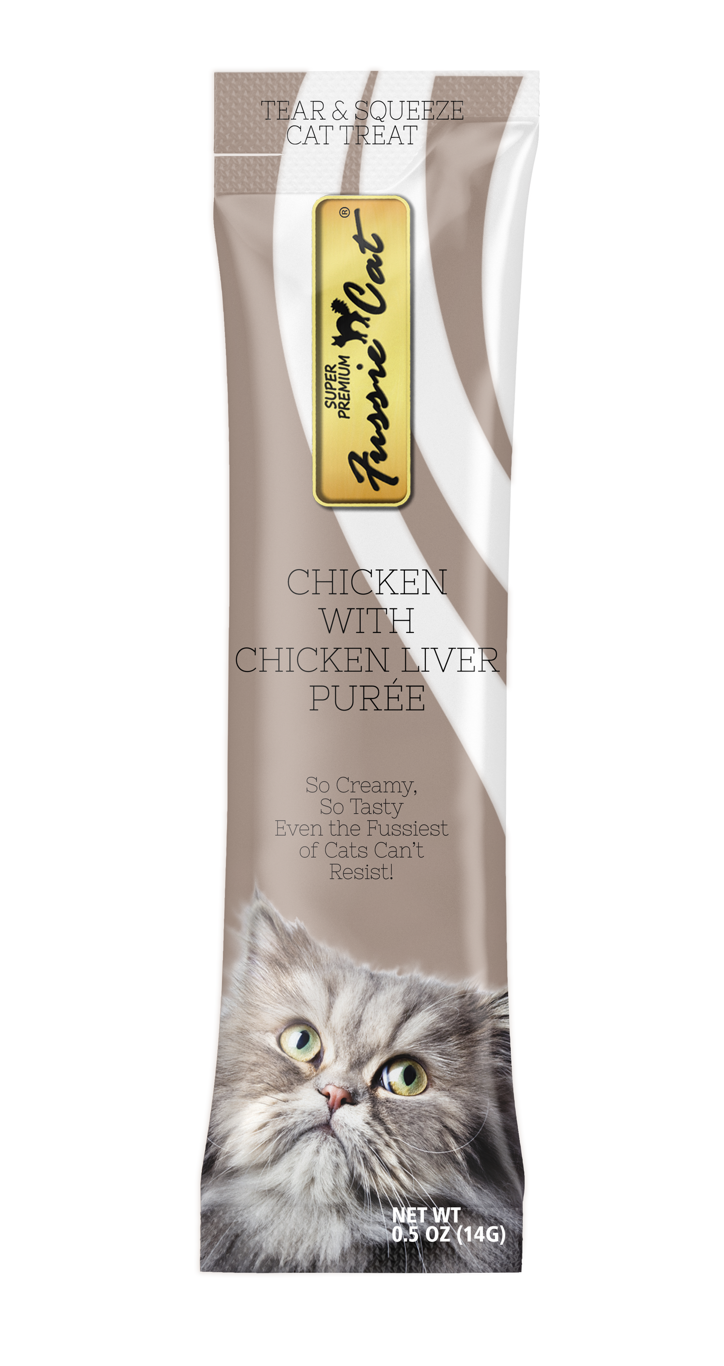 Fussie Cat Chicken With Chicken Liver Purée 0.5-oz, 4-Pack, Cat Treat