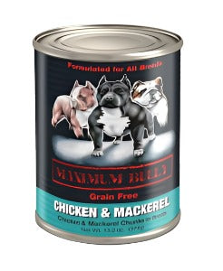 Maximum Bully Chicken & Mackerel Chunks in Broth 13.2-oz, Wet Dog Food, Case Of 12