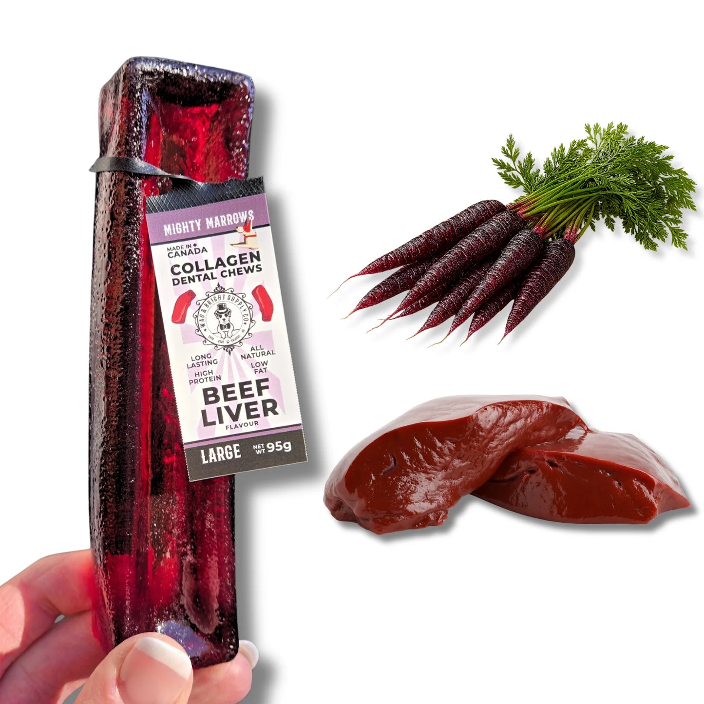 Wag & Bright Mighty Marrows | Collagen Dental Dog Chews, Beef Liver Flavor