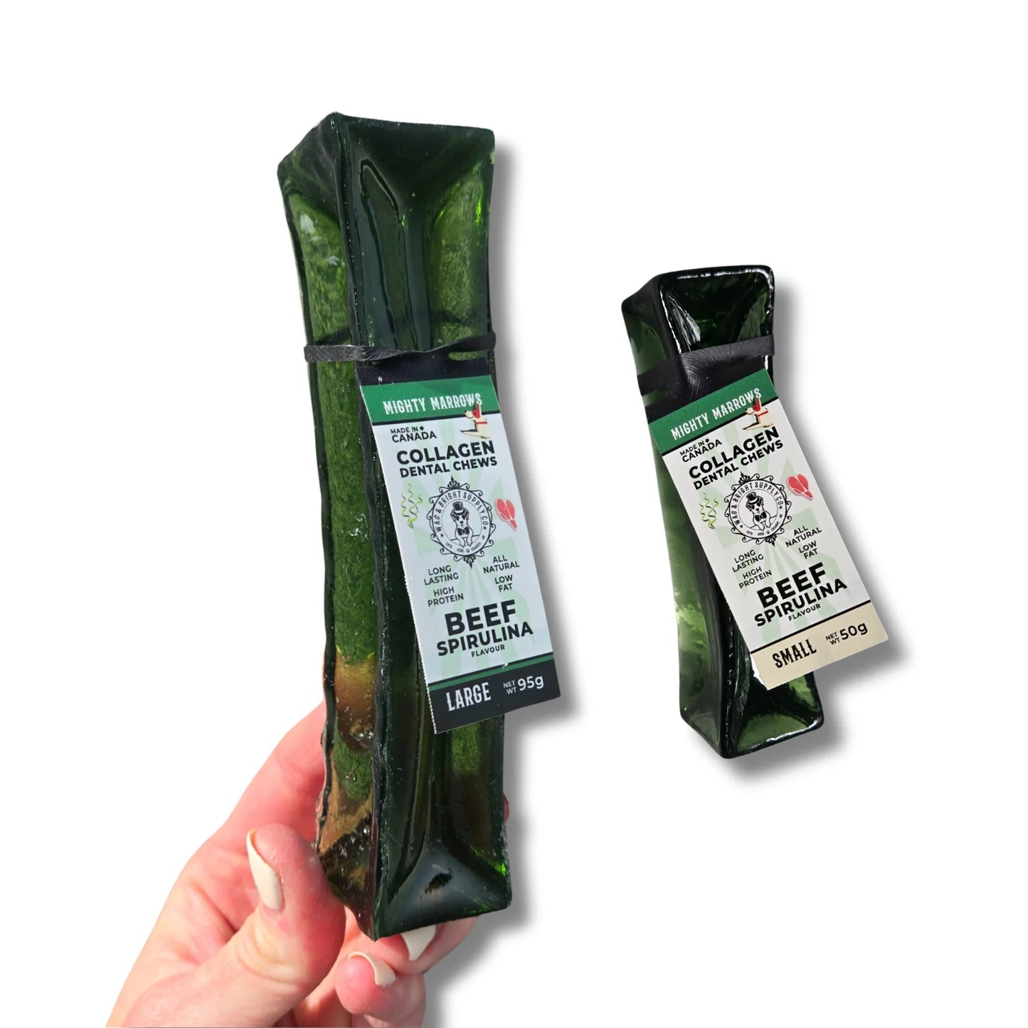 Wag & Bright Mighty Marrows | Collagen Dental Dog Chews, Beef & Spirulina Flavor