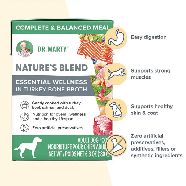 Dr. Marty Nature's Blend Essential Wellness in Turkey Bone Broth Wet Dog Food, 6.3-oz