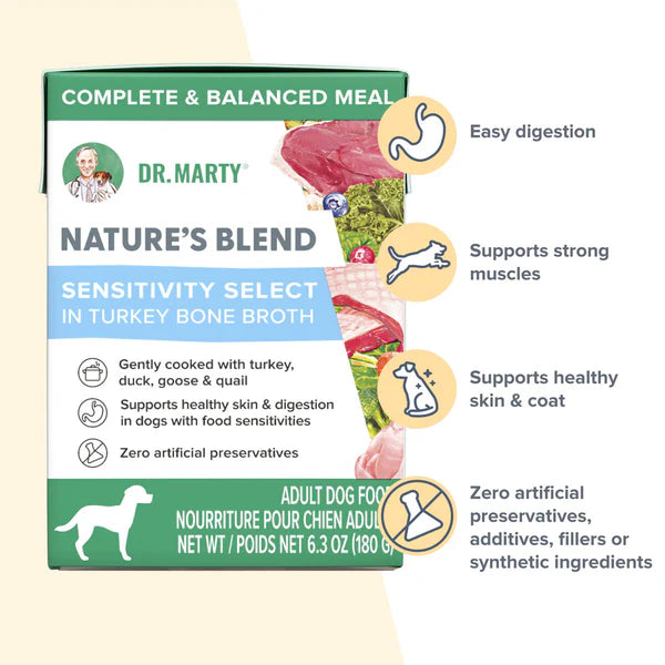 Dr. Marty Nature's Blend Sensitivity Select in Turkey Bone Broth Wet Dog Food, 6.3-oz