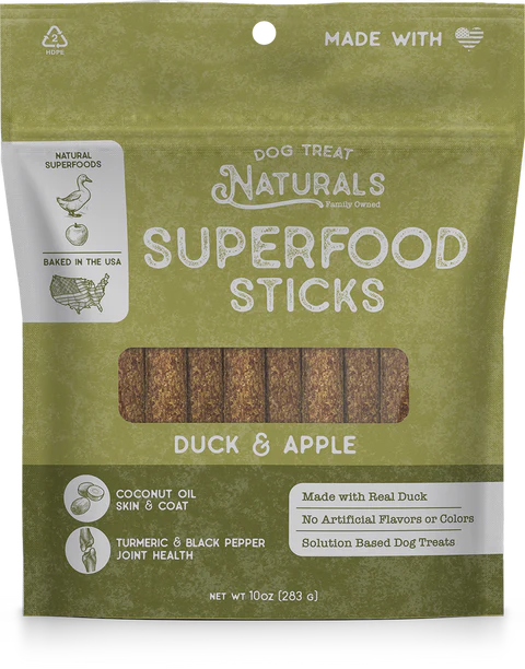 Dog Treat Naturals Duck & Apple Sticks 10-oz, Dog Treat