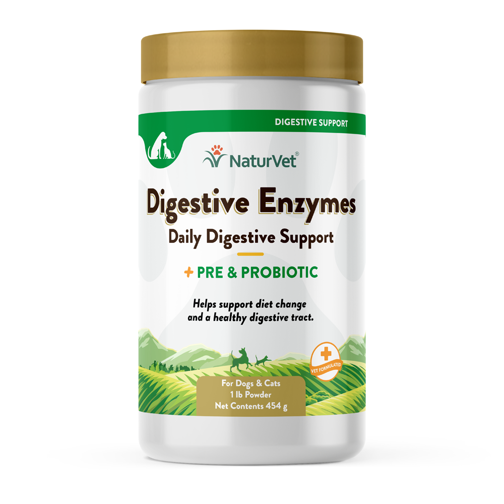 NaturVet Digestive Enzymes Powder with Prebiotics & Probiotics For Dogs And Cats