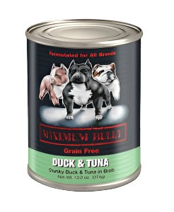 Maximum Bully Chunky Duck & Tuna in Broth 13.2-oz, Wet Dog Food, Case Of 12