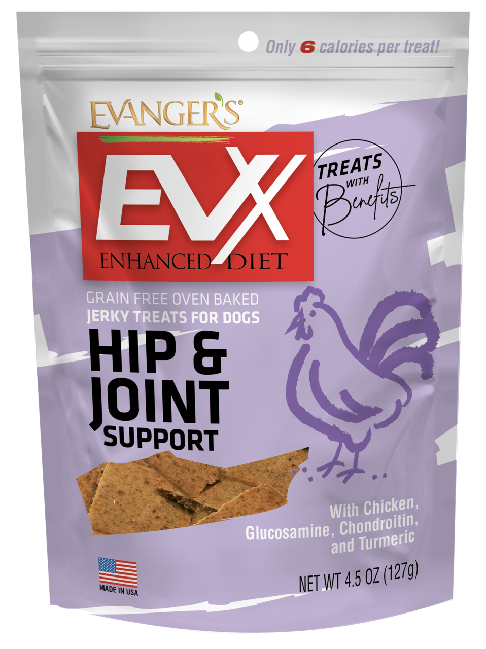 Evanger's EVx Enhanced Diet Hip & Joint Support Dog Treats, 4.5-oz Bag