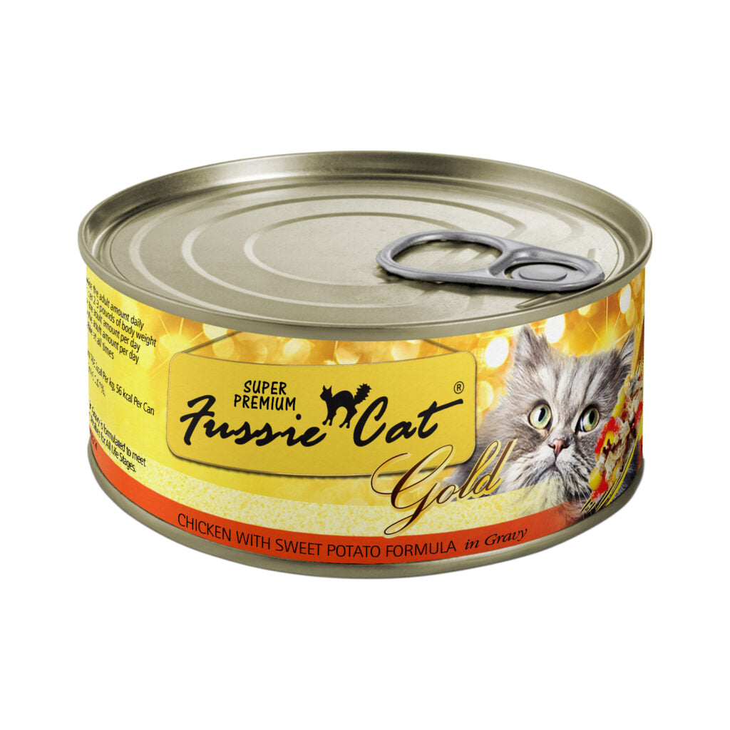 Fussie Cat Gold Chicken, Sweet Potato & Gravy Wet Cat Food, 2.82-oz, Case of 24