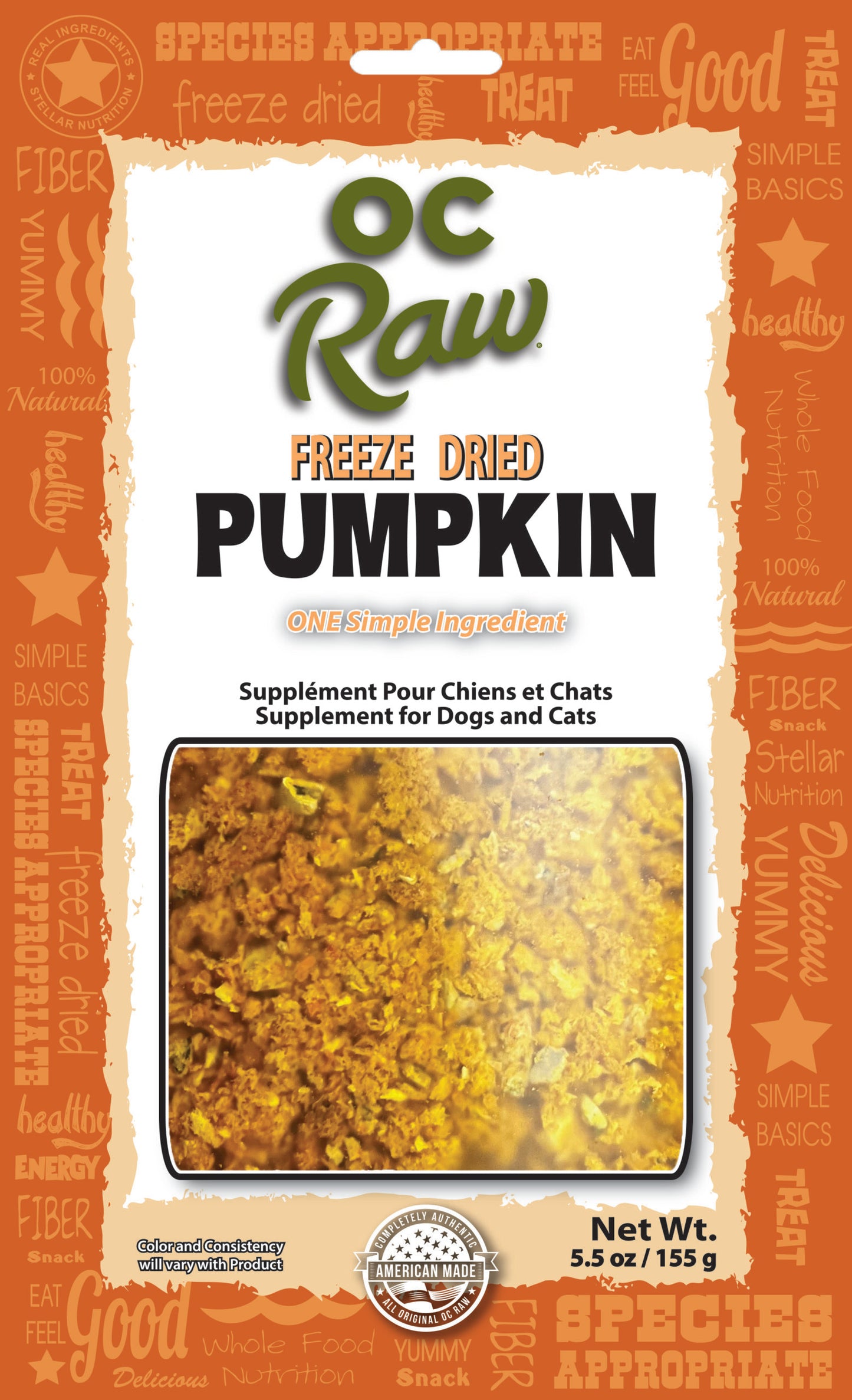 OC Raw Freeze-Dried Pumpkin Supplement, 5.5-oz Bag