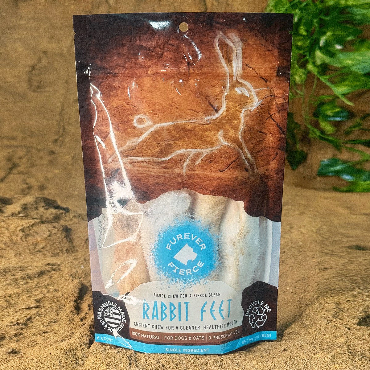 Furever Fierce Rabbit Feet, Dog Chews, 4-Pack Bag
