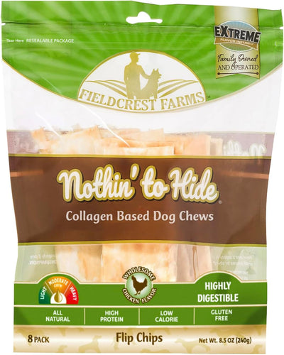 Fieldcrest Farms Nothin To Hide Flip Chips Chicken 8-Pack, Dog Treat