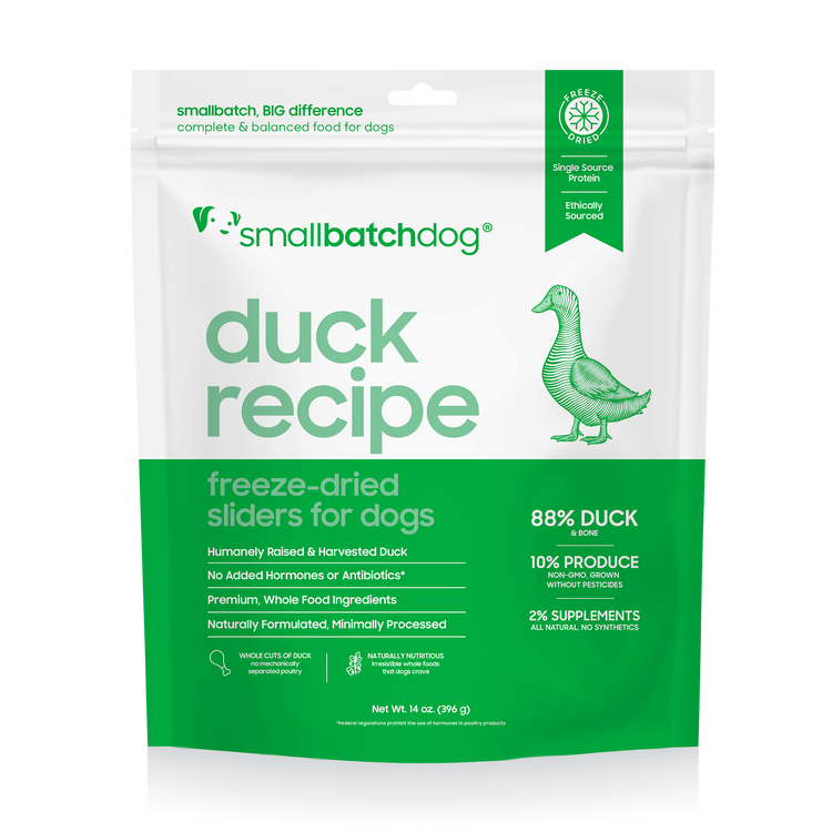 Smallbatch Freeze-Dried Raw Dog Food, Duckbatch 14-oz Bag