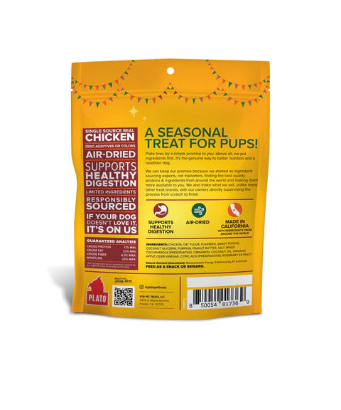 Plato Thanksgiving Dinner Chicken & Pumpkin Sticks Dog Treat, 5-oz Bag