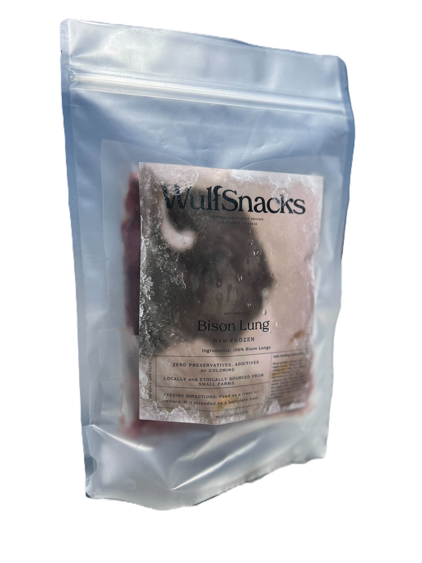 WulfSnacks Frozen Bison Lung, Dog & Cat Supplement, 10-oz Bag