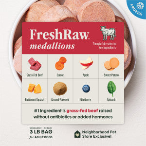 Instinct FreshRaw Medallions Grass-Fed Beef Recipe, Frozen Raw Dog Food