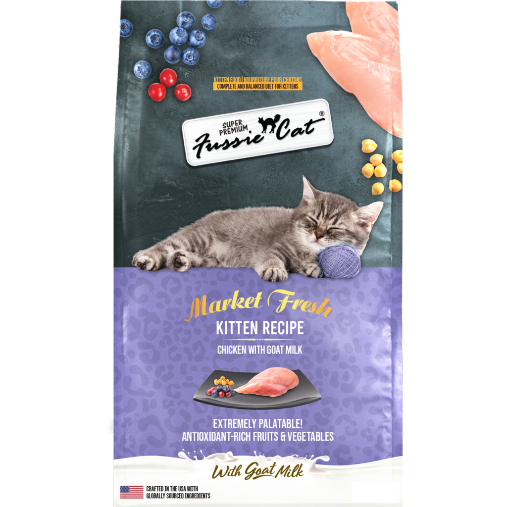 Fussie Cat Market Fresh Chicken with Goat Milk Kitten Recipe, Dry Cat Food