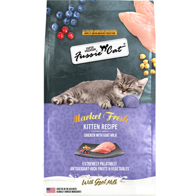 Fussie Cat Market Fresh Chicken with Goat Milk Kitten Recipe, Dry Cat Food
