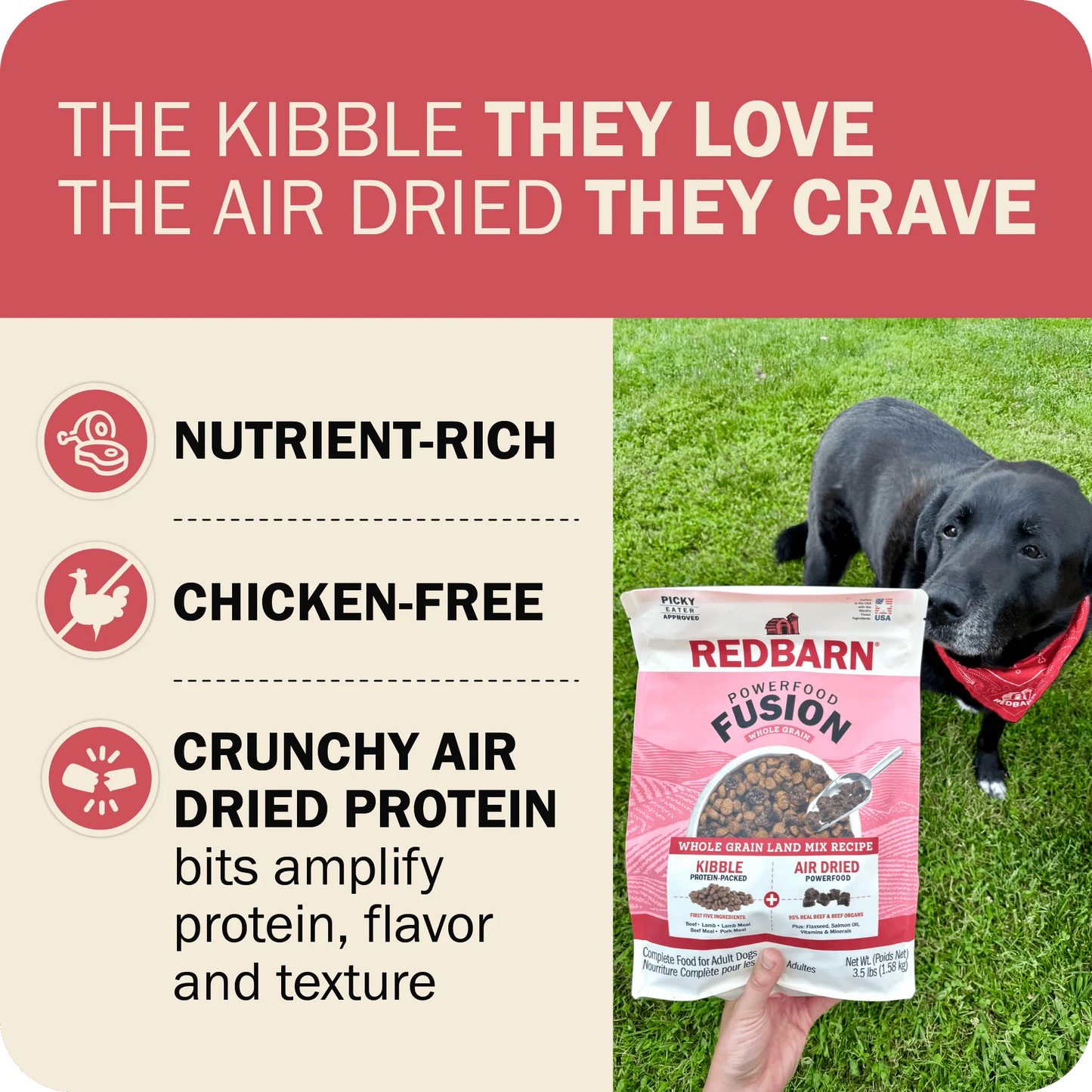 Redbarn Powerfood Fusion Whole Grain Land Mix Recipe, Dry Dog Food