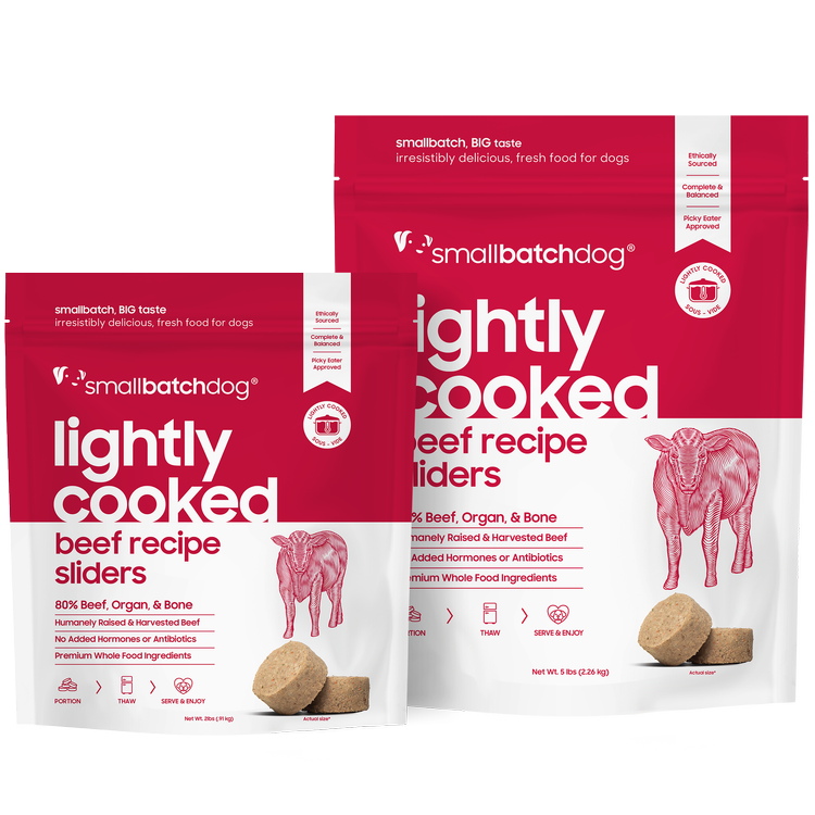 Smallbatch Lightly Cooked Frozen Dog Food, Beefbatch Sliders