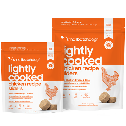 Smallbatch Lightly Cooked Frozen Dog Food, Chickenbatch Sliders