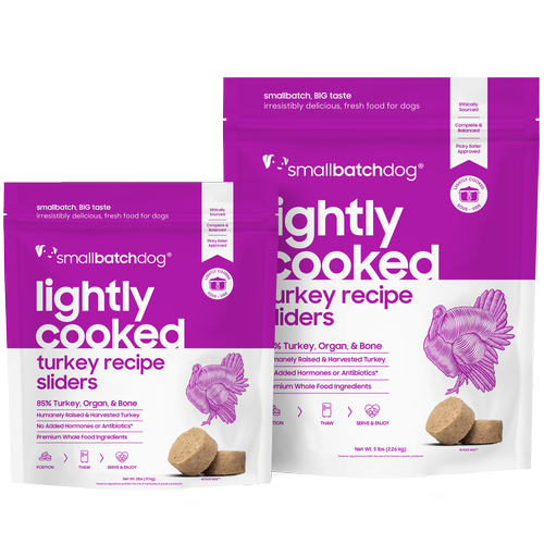 Smallbatch Lightly Cooked Frozen Dog Food, Turkeybatch Sliders