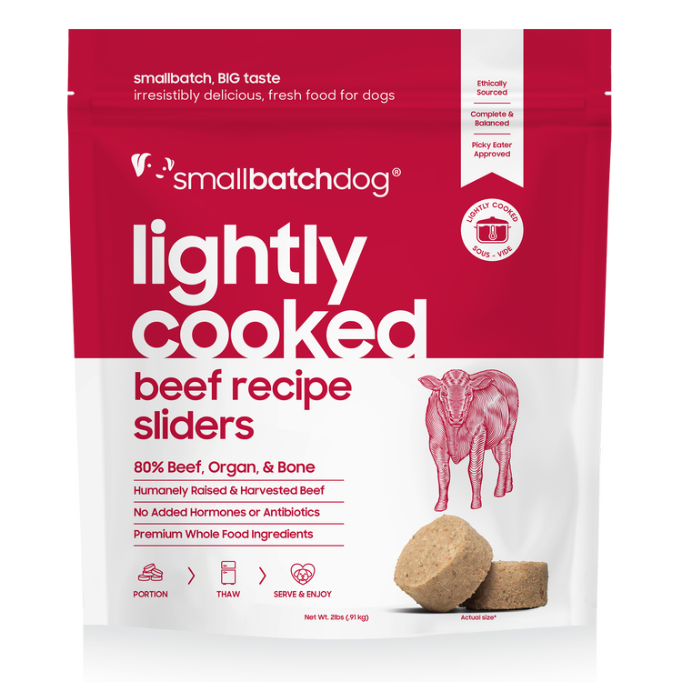 Smallbatch Lightly Cooked Frozen Dog Food, Beefbatch Sliders