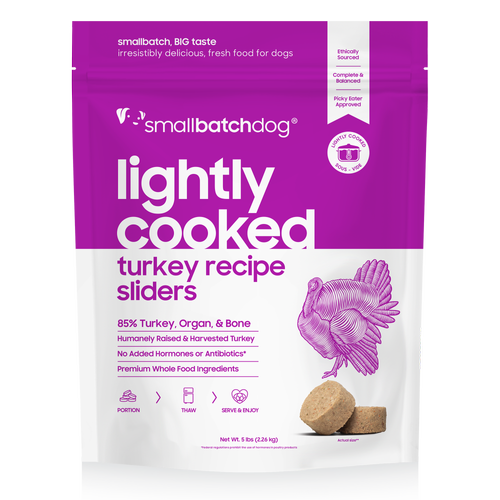 Smallbatch Lightly Cooked Frozen Dog Food, Turkeybatch Sliders