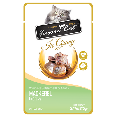 Fussie Cat Mackerel In Gravy 2.47-oz Pouch, Wet Cat Food
