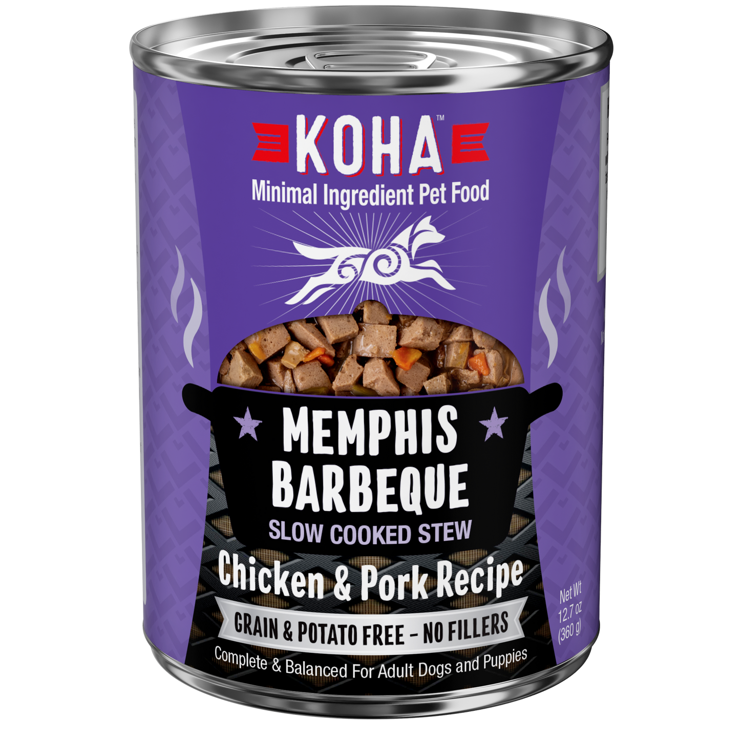 Koha Memphis Barbeque Slow Cooked Stew Chicken And Pork Recipe, Wet Dog Food, 12.7-Oz Case Of 12