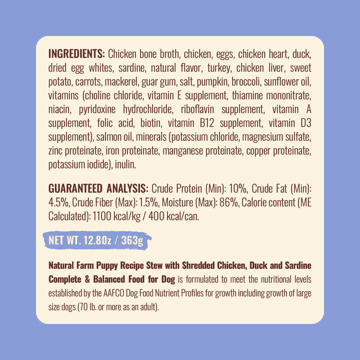 Natural Farm Puppy Recipe, Wet Dog Food, 12.8-oz, Case of 12