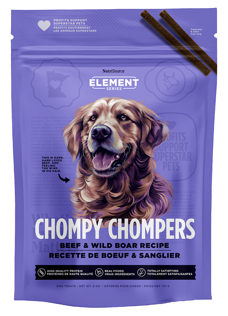 Nutrisource Beef & Wild Boar Chompy Chompers, Dog Treats, 6-oz Bag