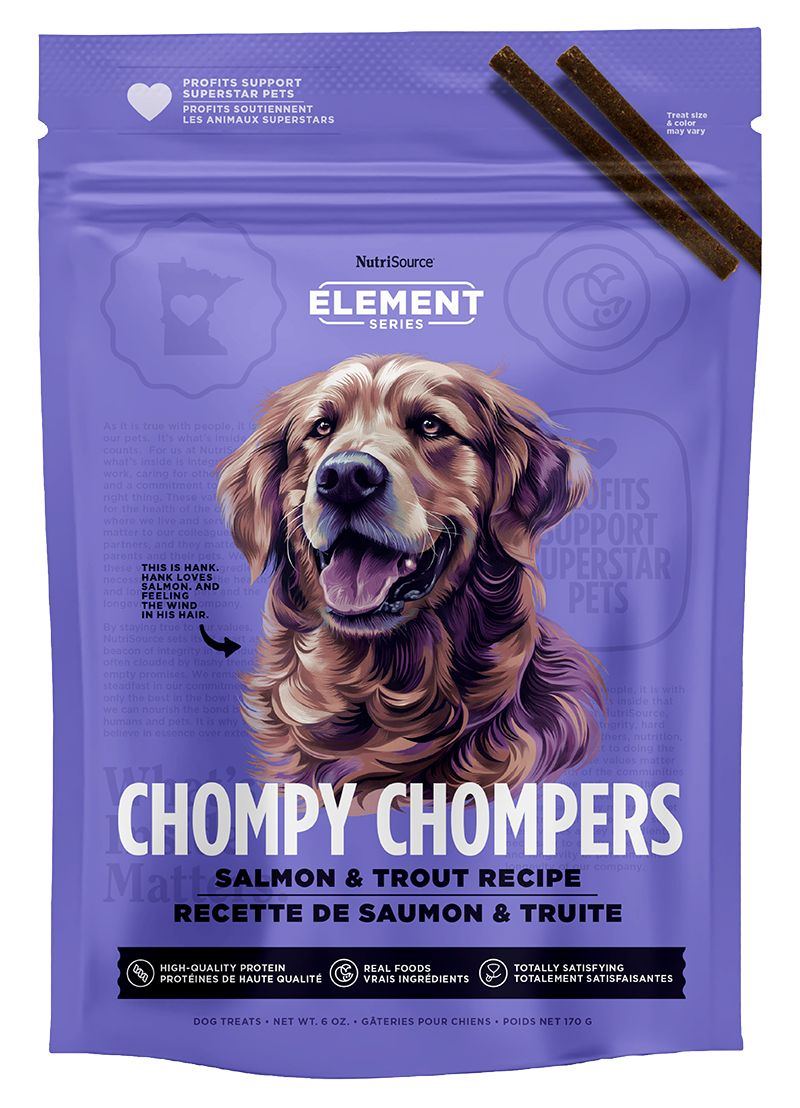 Nutrisource Salmon & Trout Chompy Chompers, Dog Treats, 6-oz Bag